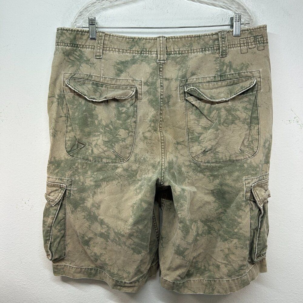Mossimo Cargo Supply mens shorts 38 brown green camoflauge vtg distressed casual - Picture 3 of 14